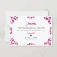 Talavera Pink Floral Minimalist Spanish Wedding Thank You Card
