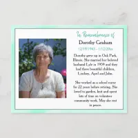 Remembrance Card for Funeral Or Memorial Keepsake