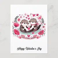 Adorable Otter pun Valentine Postcard