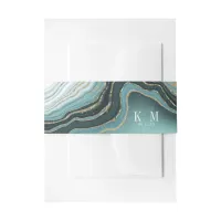 Crystal Agate Wedding Teal ID825 Invitation Belly Band