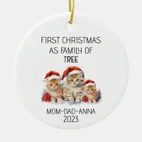 First Christmas Family of Tree Cats Ceramic Ornament