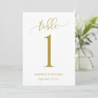 Wedding Table Number Fun Gold Calligraphy