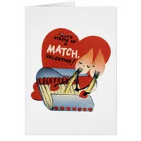 Adorable Valentine Retro Matches and Flame Cards