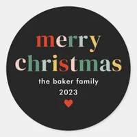 Modern Colorful Merry Christmas Classic Round Sticker