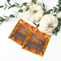 Fall Autumn Leaves On Barn Wood Happy Thanksgiving Favor Tags