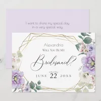 Violet  Peony Flowers Will You Be My Bridesmaid Invitation