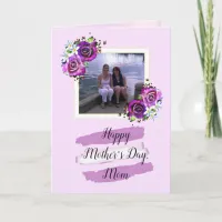 Purple Roses Mother Daughter Photo Mothers Day Card