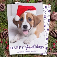 Pet Photo Dog Lover Personalized Happy Pawlidays Holiday Card