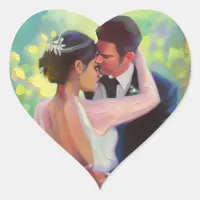 Beautiful Bride and Groom Wedding Heart Sticker