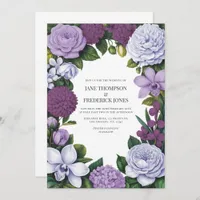 Lavender, Mauve & Plum Floral Wedding Invitation