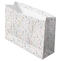 Minimalist Meadowcore Neutral Wildflowers Pattern Large Gift Bag