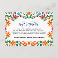 Mexican Floral Colorful Botanical Flowers Wedding Enclosure Card