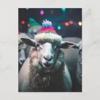 Sheep at a Funny Colorful Birthday Party Postcard