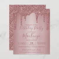 BUDGET Rose Gold Sparkle Glitter Drips Birthday
