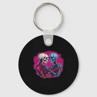 Skeleton Hands Holding Heart Retro Tattoo Style Keychain