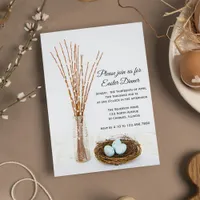 Rustic Bird Nest Eggs Easter Dinner Invitation