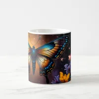 Twilight Symphony: Butterfly in a Cosmic Garden Coffee Mug