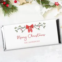 Personalized Merry Christmas Coquette Bow Trendy Hershey Bar Favors