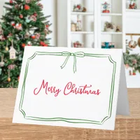 Whimsical Hand Drawn Coquette Bow Christmas Holiday Card