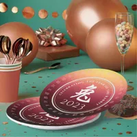 Rabbit 兔 Red Gold Chinese Zodiac Lunar Symbol Paper Plates