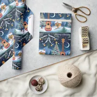 Festive Ukulele Musical Instrument Snow Christmas Wrapping Paper