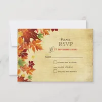 Fall Leaves Rustic Wedding RSVP Card