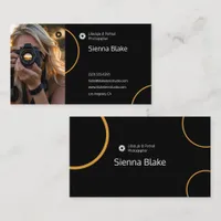 Elegant Modern Photographer Golden Curve Design Business Card