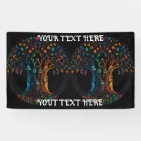 Tree of Life in full Stained Glass Mosaic Color Banner