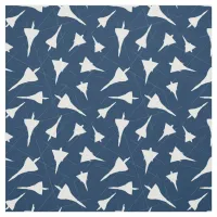 Airplane Pattern Blue White Supersonic Aircraft Fabric