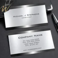 Modern Silver Executive Corporate  Foil Business Cards