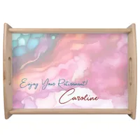 Enjoy Your Retirement Pastel Fluid Colors Serving Tray