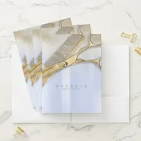Sheen and Shears Hair Stylist Gold/Blue ID814 Pocket Folder