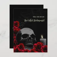 Gothic Skull and Roses Bridesmaid Proposal Card