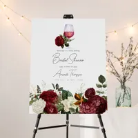 Burgundy/White & Bronze Wine Tasting Bridal Shower Foam Board