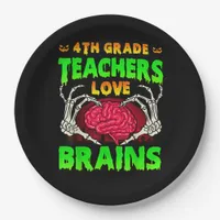 4th Grade Teachers Brains Skeleton Hand Heart Hall Paper Plates