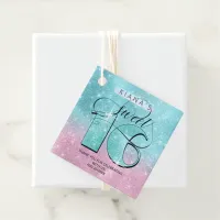 Glitter and Shine Sweet 16 Gradient Teal/PinkID675 Favor Tags