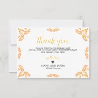 Mexican Talavera Yellow Floral Minimalist Wedding Thank You Card