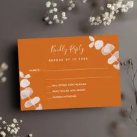 Burnt orange eucalyptus wedding response RSVP Note Card