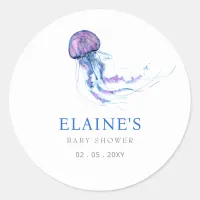 Jellyfish Ocean Beach Under The Sea Baby Shower  Classic Round Sticker