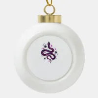 Whimsigoth Snake Flowers Classic Ceramic Ball Christmas Ornament