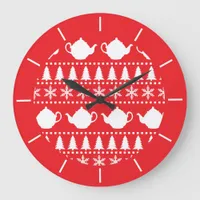 Tea Drinker Christmas Jumper Festive Teapots Large Clock