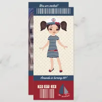 Nautical themed Birthday Party Boarding Pass photo Invitation