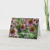 Personalized Echinacea Cone Flowers Happy Birthday Card