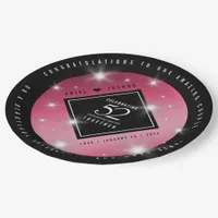 Elegant 52nd Star Ruby Wedding Anniversary Paper Plates