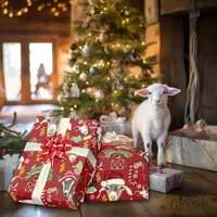 Christmas GOATS Gift Wrap Change Background Color