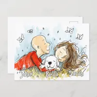 Couple with White Puppy Postcard