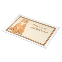 Ginger Orange Tabby Tiger Cat Personalized Cloth Placemat