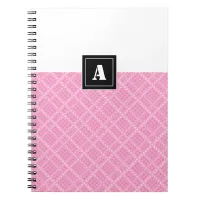 Crisscross Gingham Check Pink and White Monogram Notebook