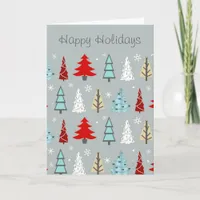 Christmas Tree Pattern Blue/Red ID175 Holiday Card