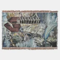 Colorado Rocky Mountains River Crystal Mill Throw Blanket